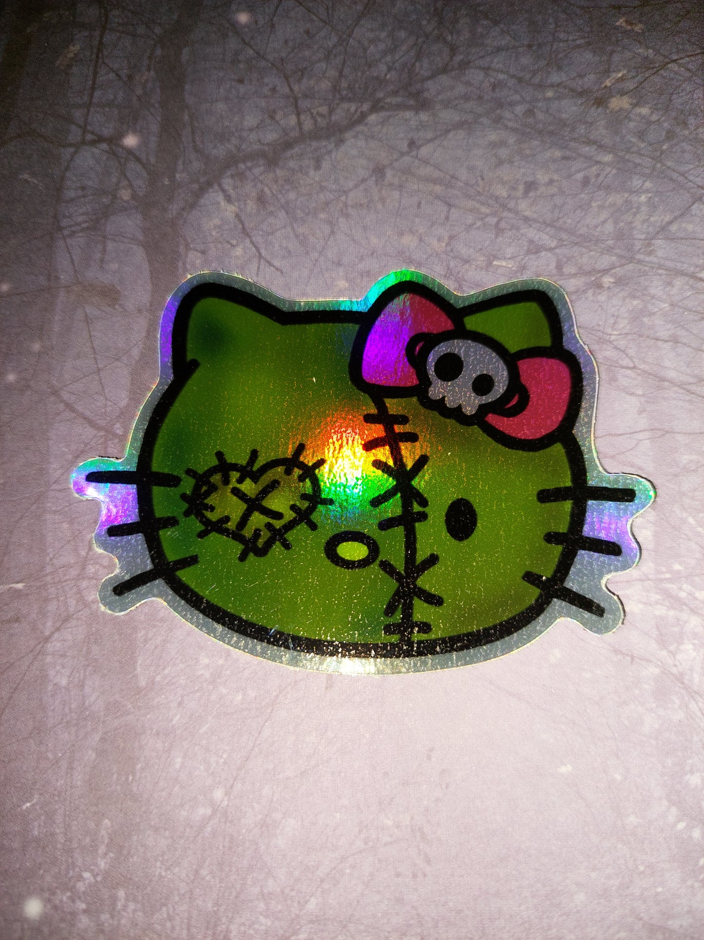 Zombie Kitty Holographic Sticker
