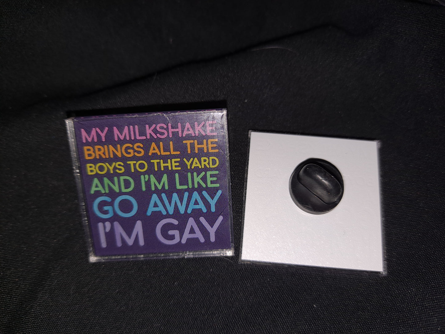 My Milkshake Brings All The Boys To The Yard And I'm Like Go Away I'm Gay Acrylic Pin
